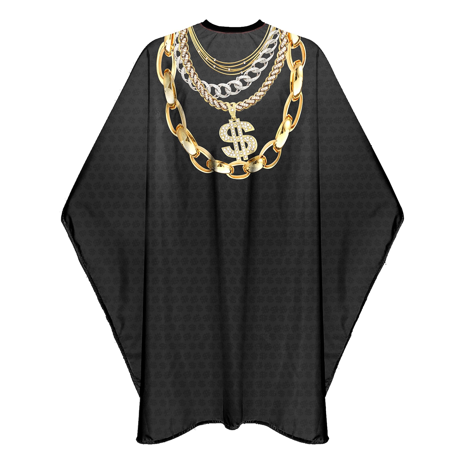 Barber Haircut Cape for Men with Dollar Chain Design Snap Closures