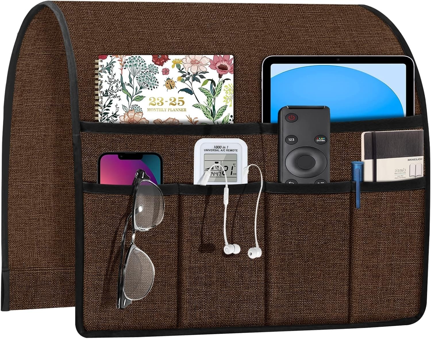 Sofa Armrest Organizer with 6 Pockets, Tablet Phone Storage