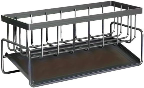 Kitchen Sink Caddy Organizer, Black Metal, Self-Draining Tray