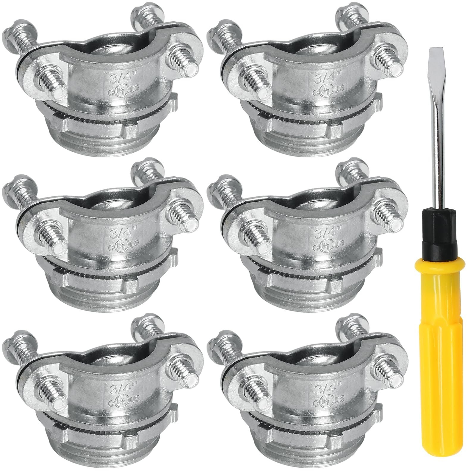 6 Pcs 3/4in Clamp Cable Connector Fittings, Type Clamp Cable Connector for Me...