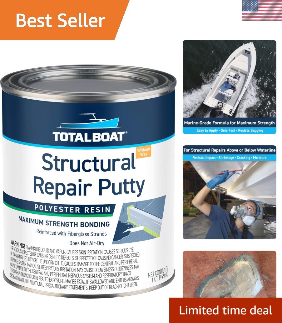 32 Fl Oz Marine-Grade Polyester Filling Putty - Easy Mix and Apply for Repairs
