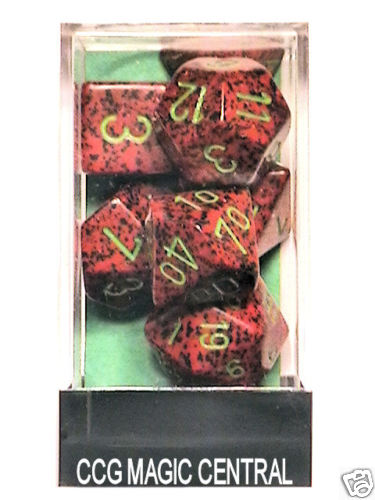CHESSEX SPECKLED DICE - 7 DIE SET *STRAWBERRY* D20 D12