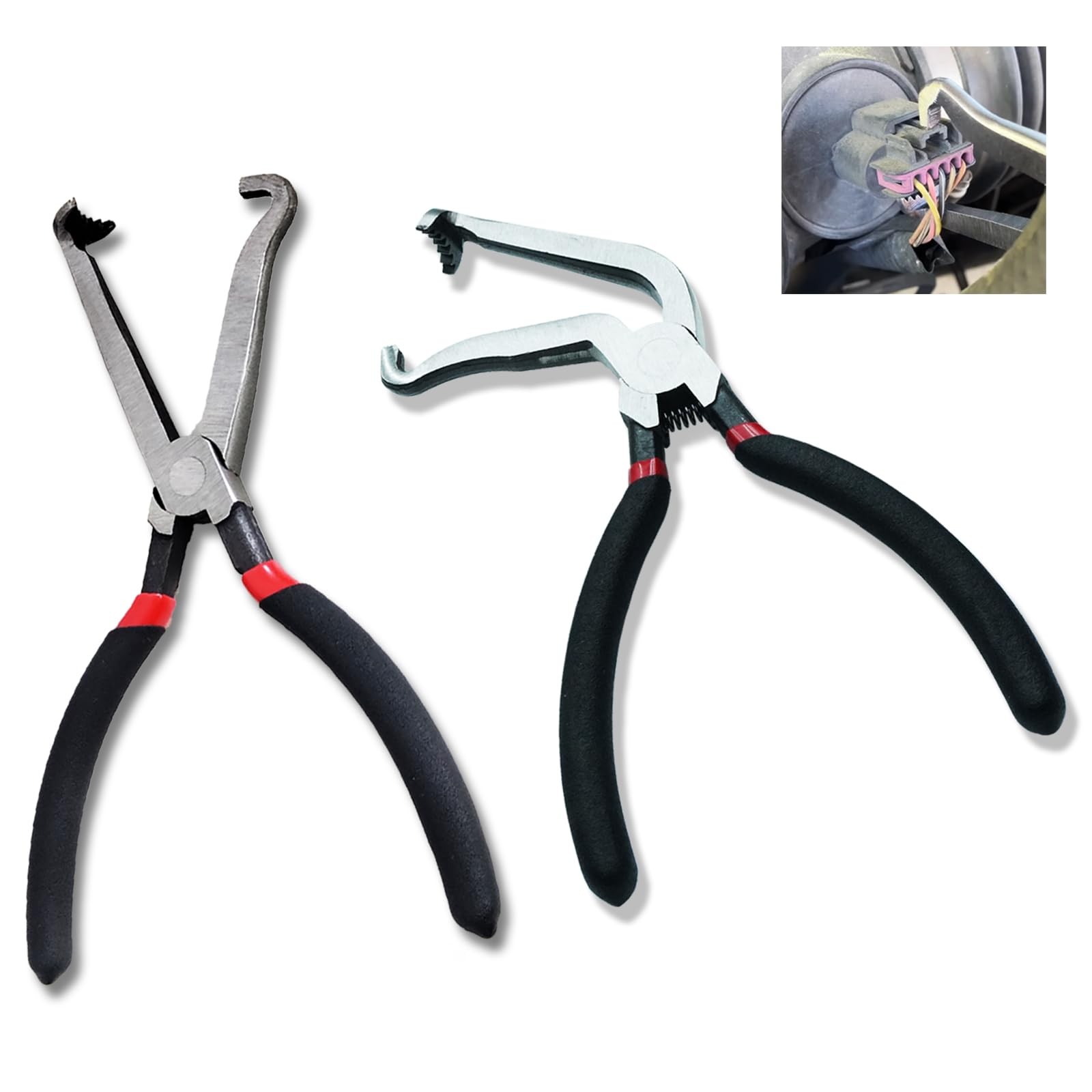 Upgraded 2 Pcs Electrical Disconnect Pliers,37980 60 Black(straight+60degree)