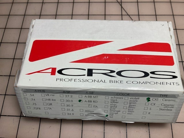 ACROS Ceramic Bottom Bracket Road New Old Stock Made In Germany Red