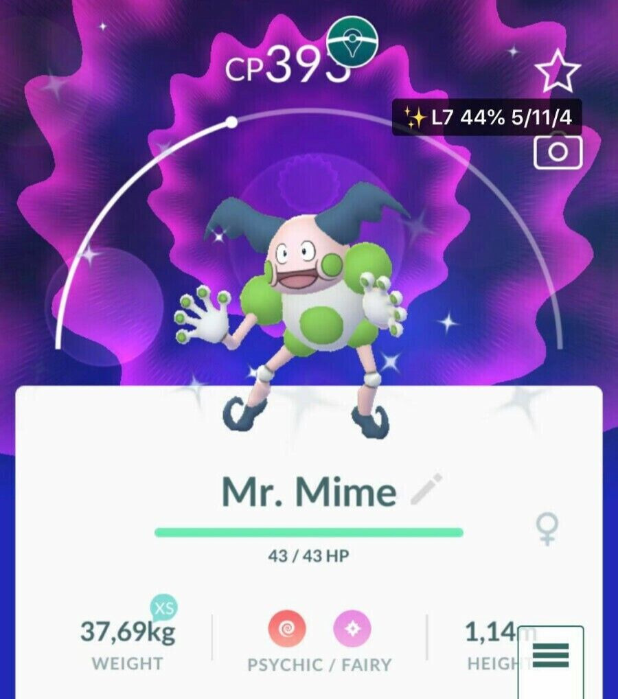 ✨ Shiny Mr. Mime -  P T C - 80k stardust  - Description