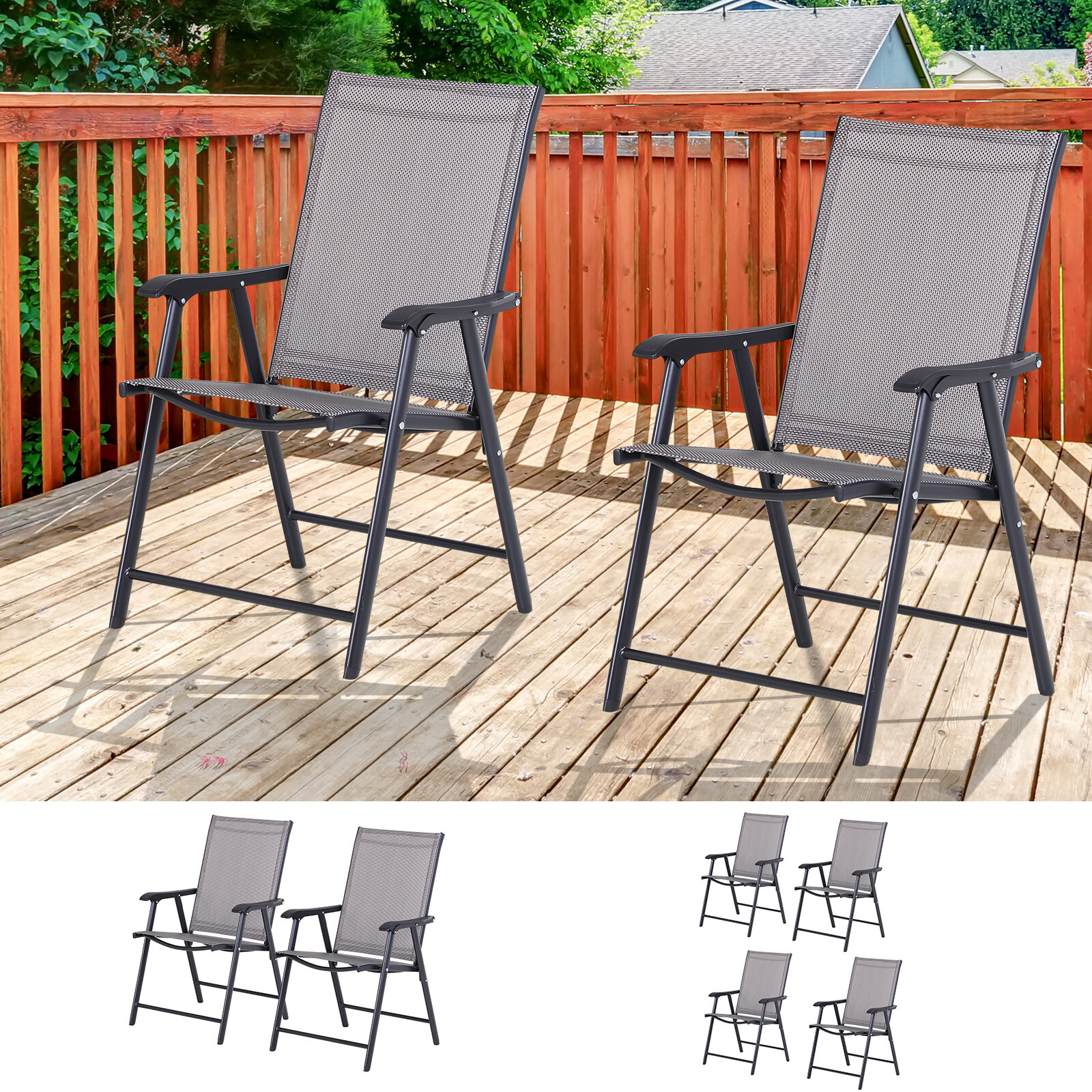 2/4 Chair Garden Set w/ a Comfortable Ergonomic Design for Sitting & Relaxing