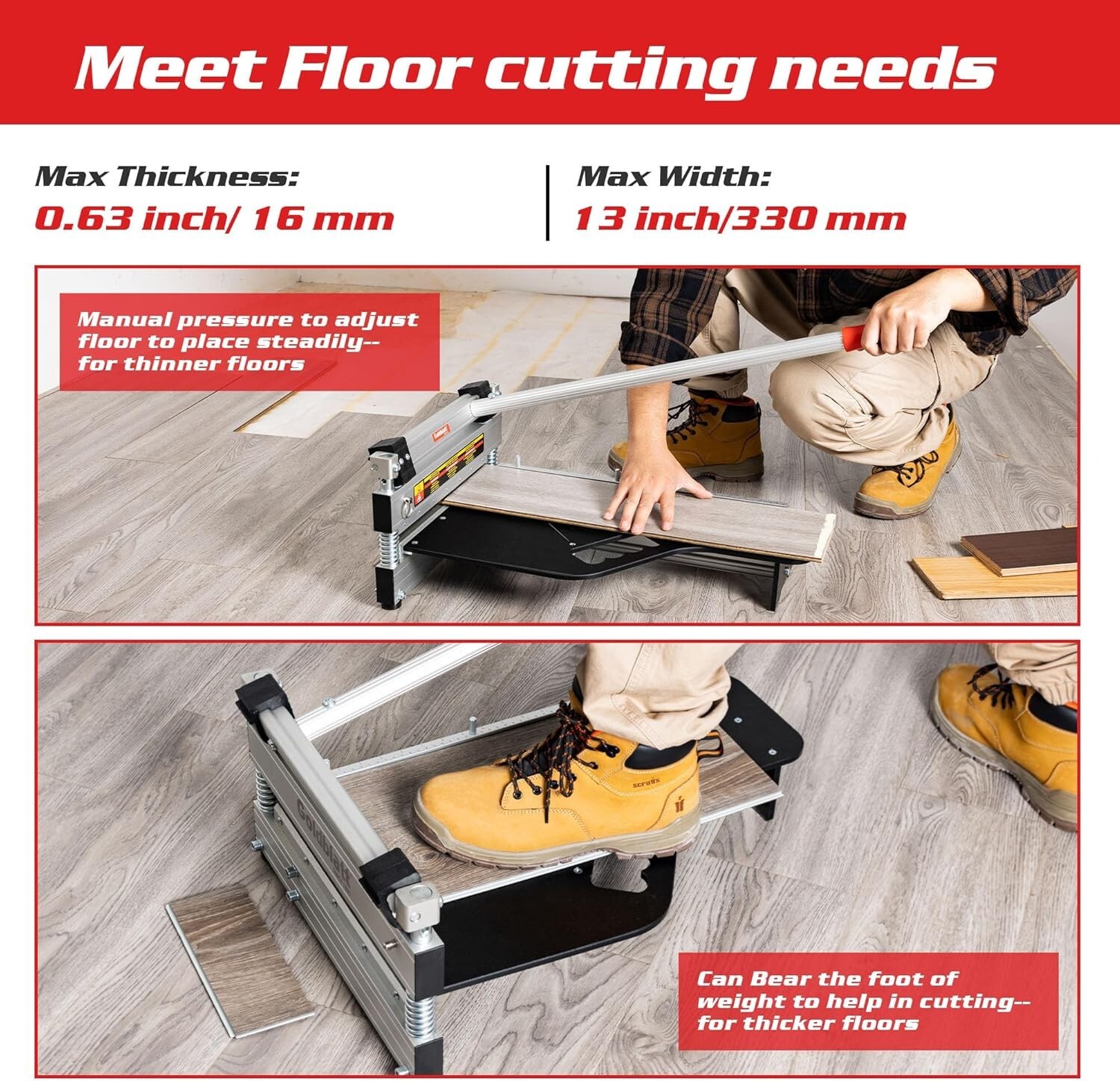 13"Pro Laminate Floor Cutter Rigid Core Vinyl Plank Cutter Flooring Tools NEW