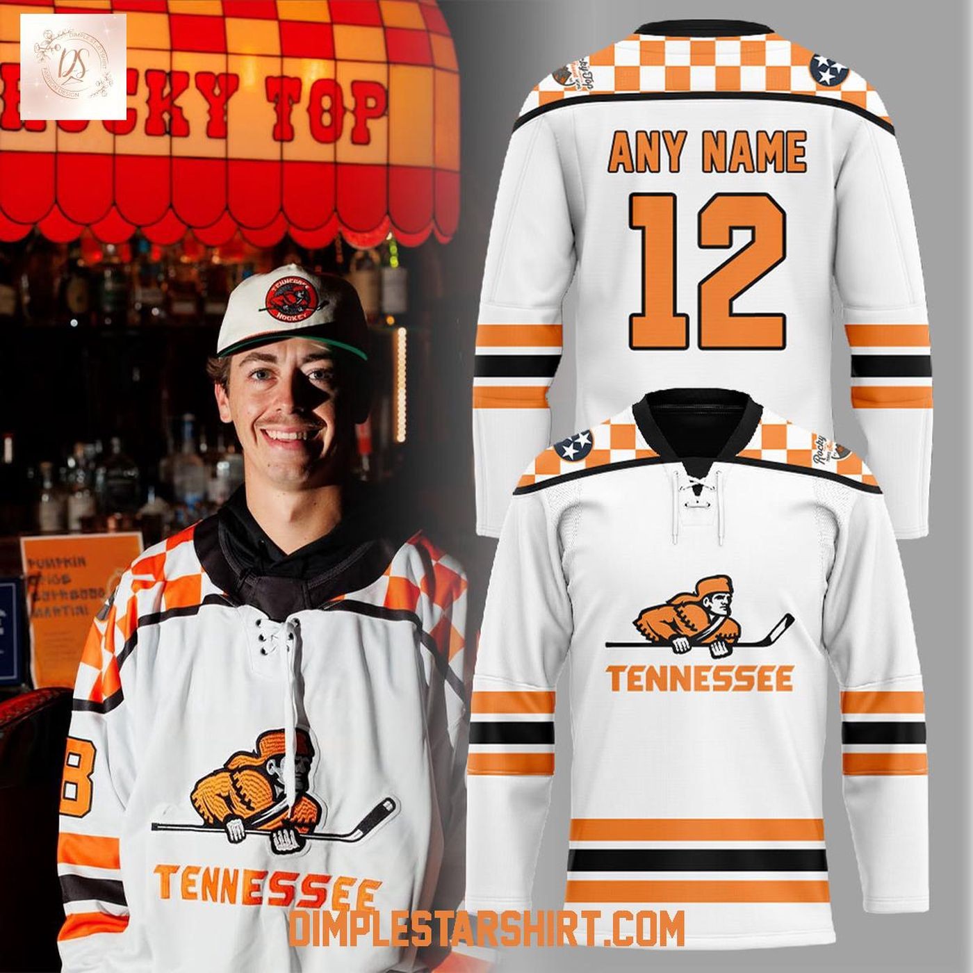 Custom Tennessee Ice Hockey Chuck-A-Puck Uniform Hockey Shirt Men's Fan Gear