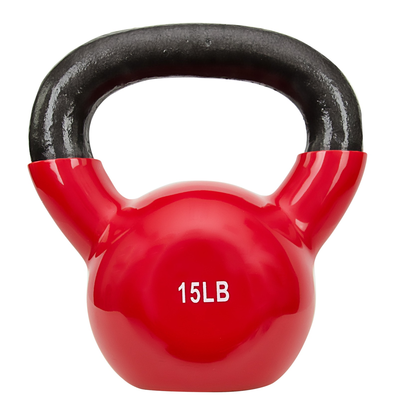 15 LB Kettlebell Vinyl Coated Weight for Full Body Workout, Squats, Strength