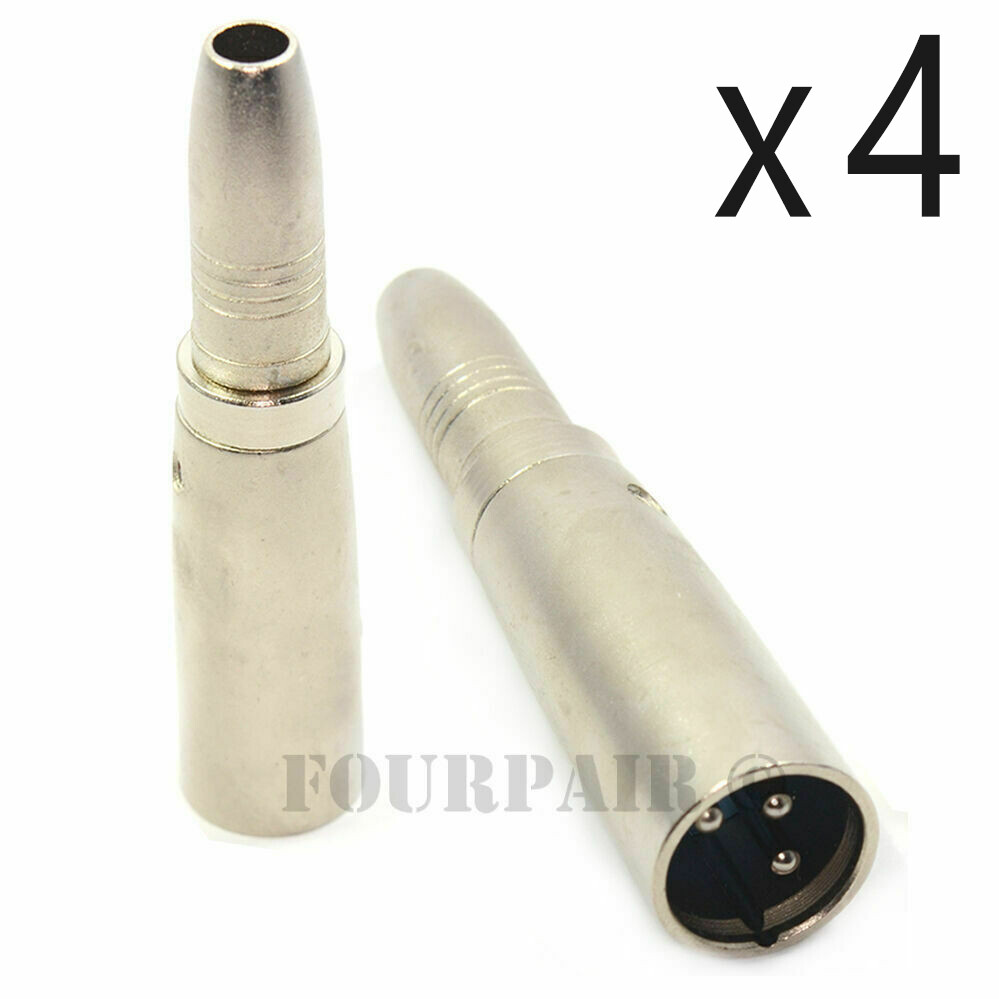 4 Pack - XLR 3-Pin Male to 1/4" 6.35mm Mono Female Jack Audio Cable Mic Adapter