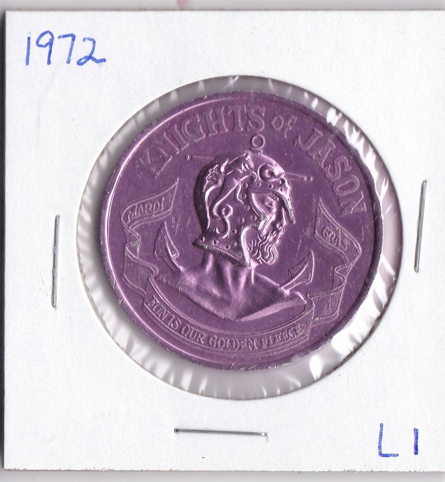 1972 KNIGHTS OF JASON  FUN IS OUR GOLDEN FLEECE  MARDI GRAS  DOUBLOON (Pink L1)