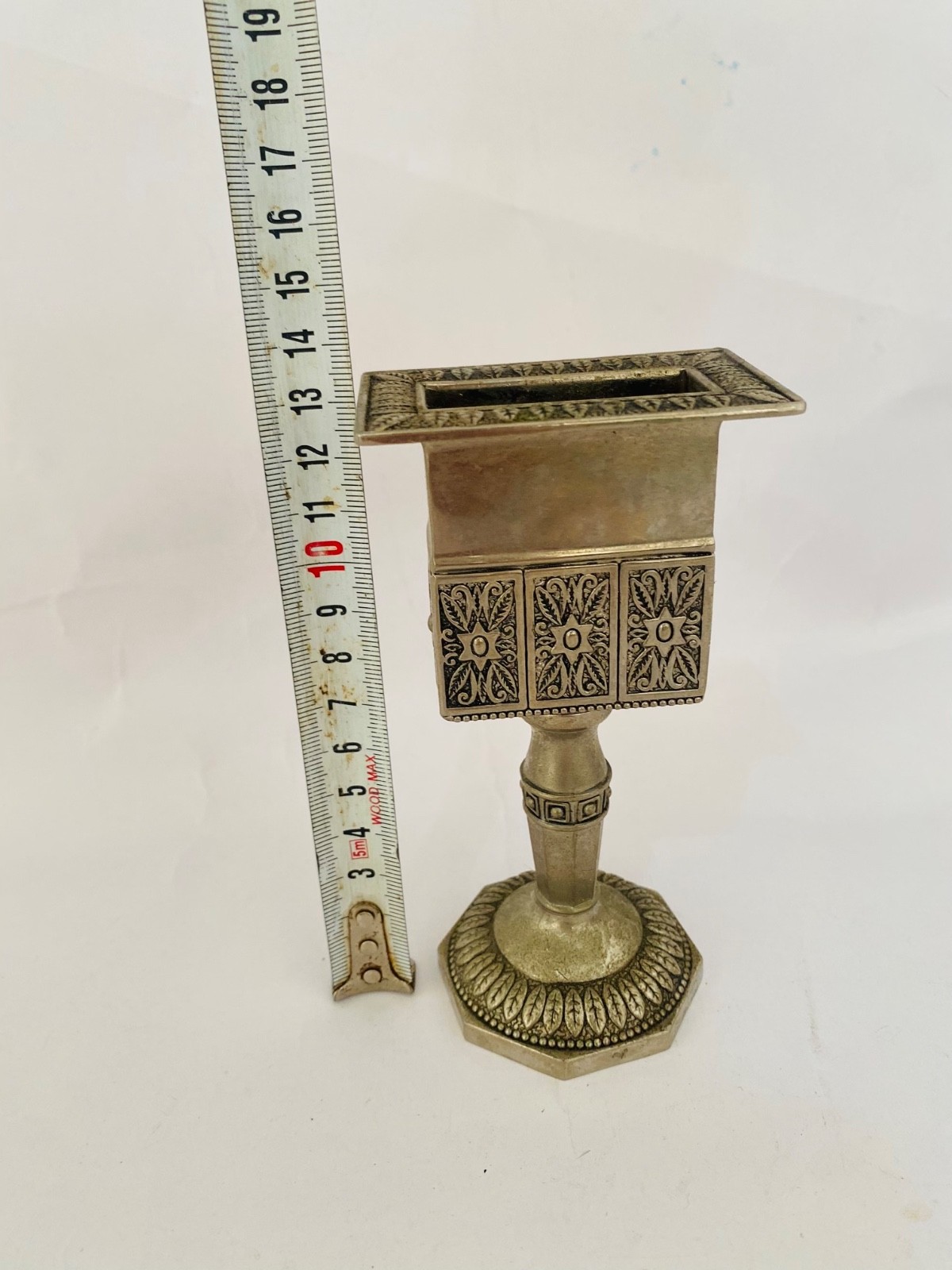Vintage Ornate Metal Candle Holder Stand – Middle Eastern Design – 15 cm – Antiq
