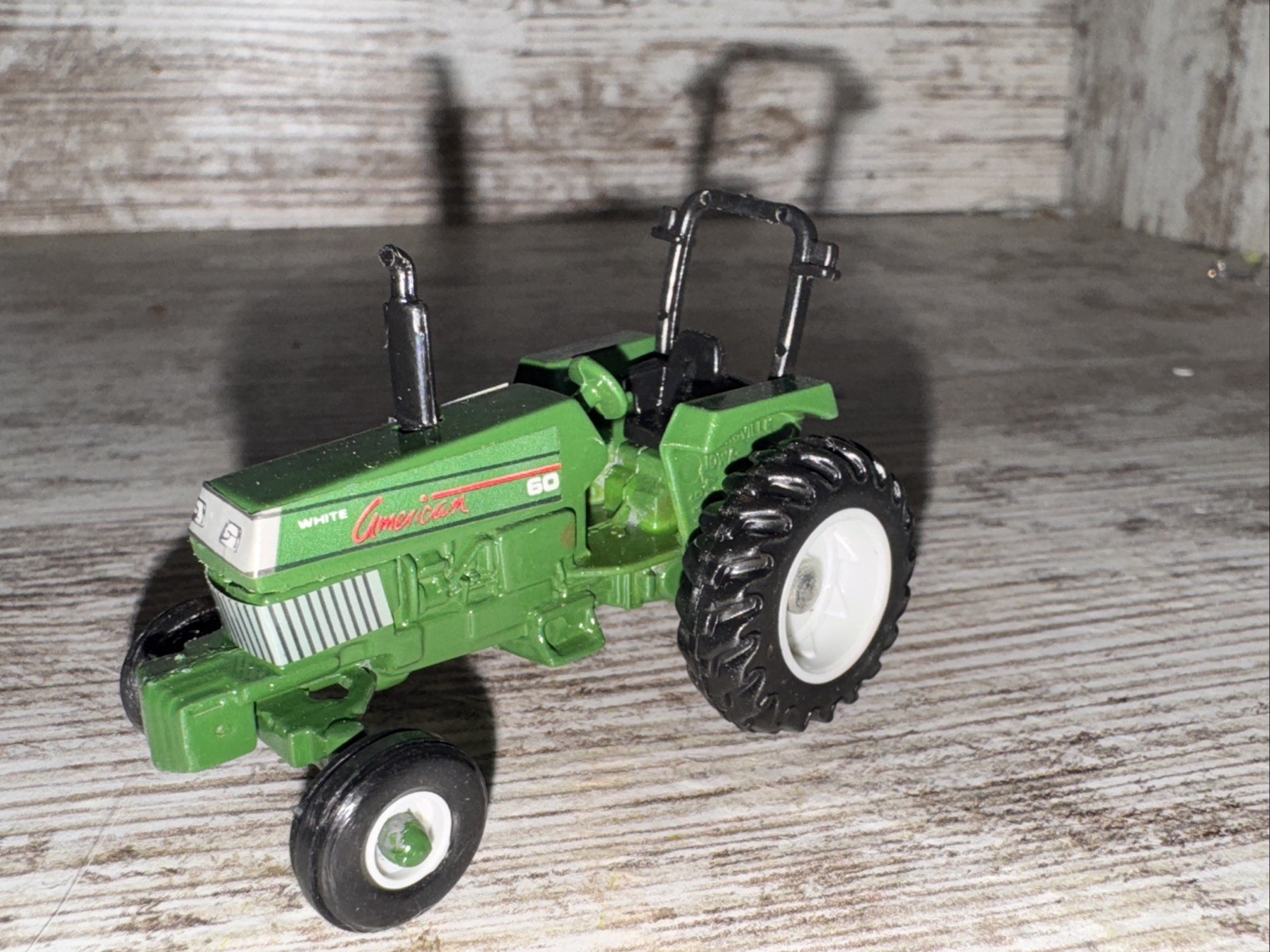 1/64 Scale White American 60 2wd Tractor Die-Cast Ertl Loose Green