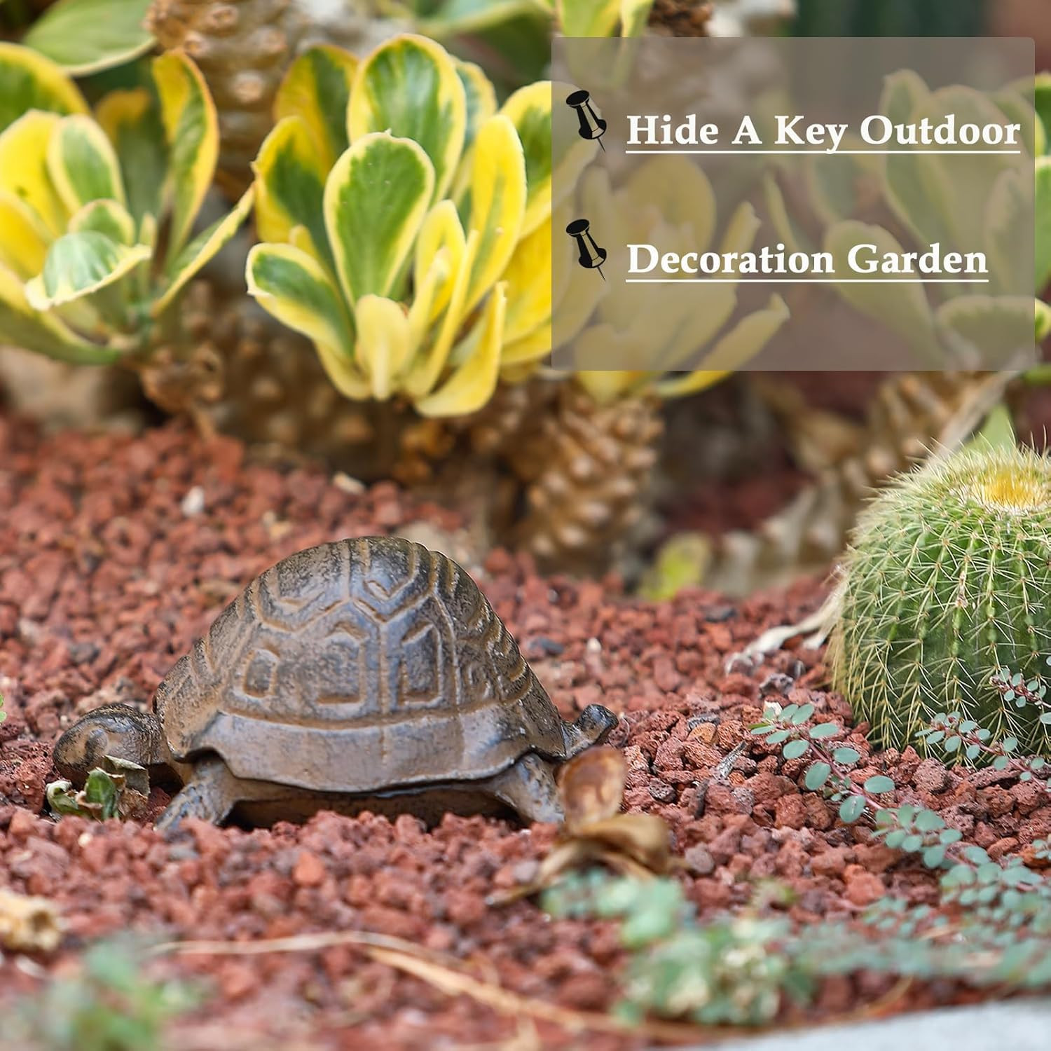 Key Hider Outdoor Turtle - Cast Iron Turtle Hidden Key Holder for Outside, Yard