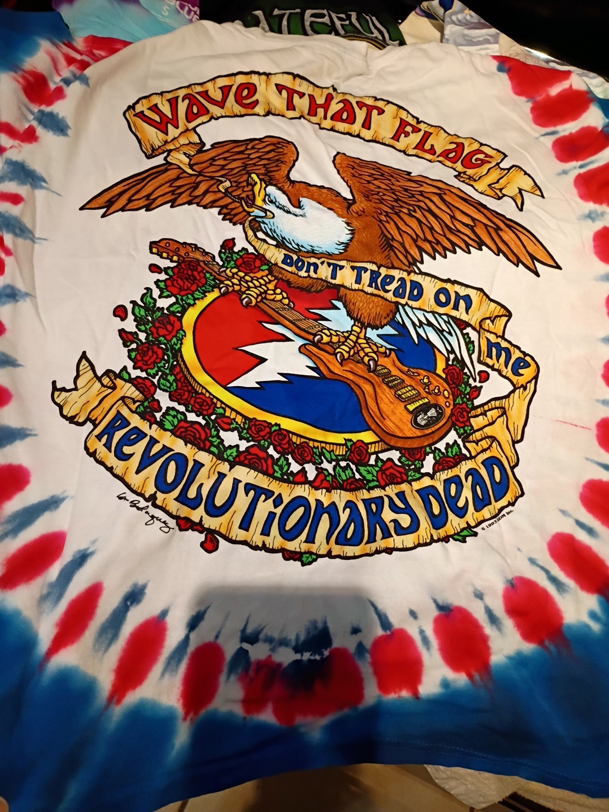 Liquid Blue Grateful REVOLUTIONARY DEAD w Eagle Tie Dye T Shirt S B4GETONEFREE