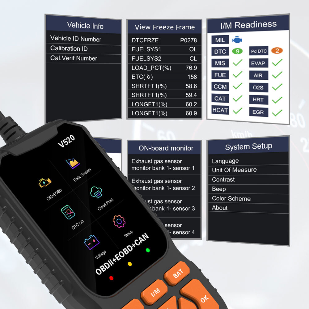 V520 OBD2 Scanner Professional Auto Engine System Automotive Car Diagnostic Tool