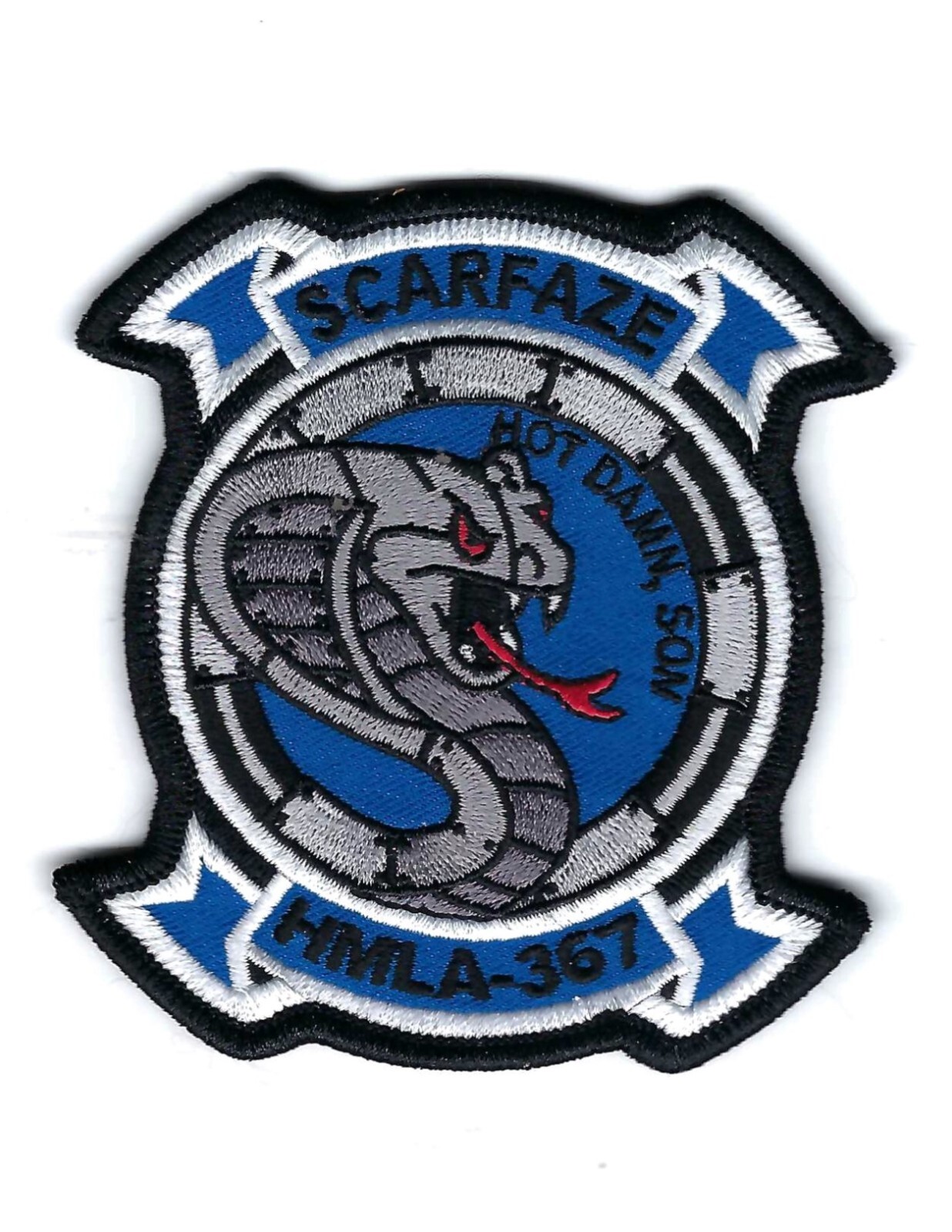 HMLA-367 "SCARFAZE" "HOT DAMN SQN" (BLUE BACK) patch