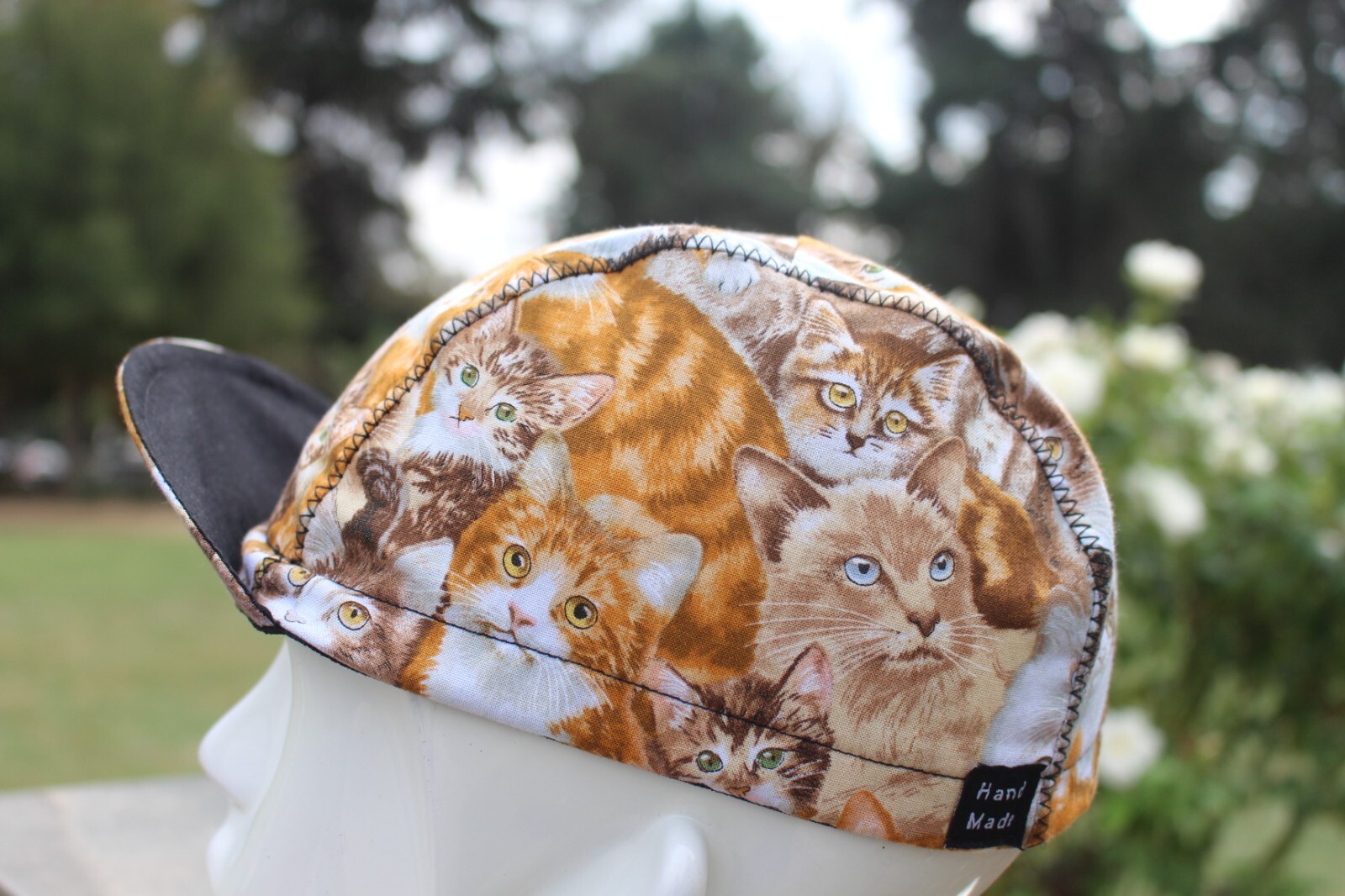 cycling cap beautiful cat handmade in USA