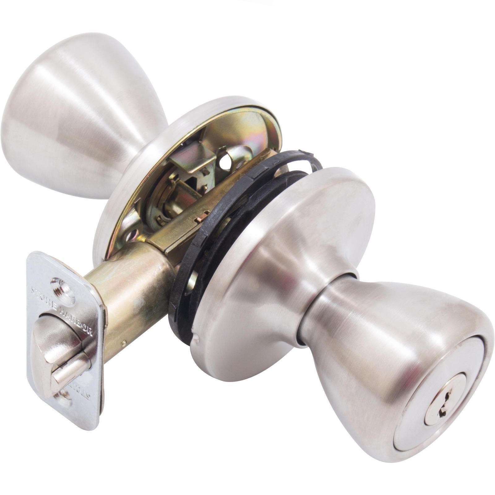 Pre-Keyed Entry Work Lock, Entry Latch, KW Keyway, Satin Stainless Steel by Ston