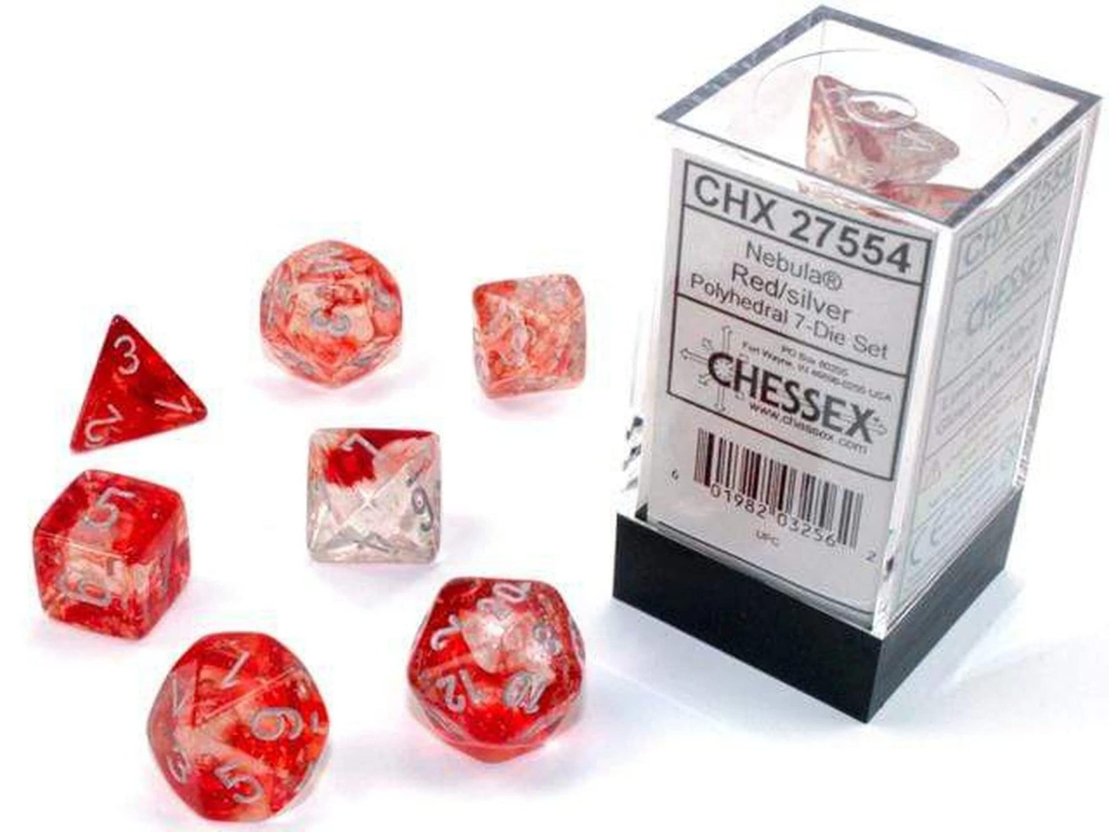 Chessex Nebula Polyhedral Red/Silver w/Luminary 7-Die Set