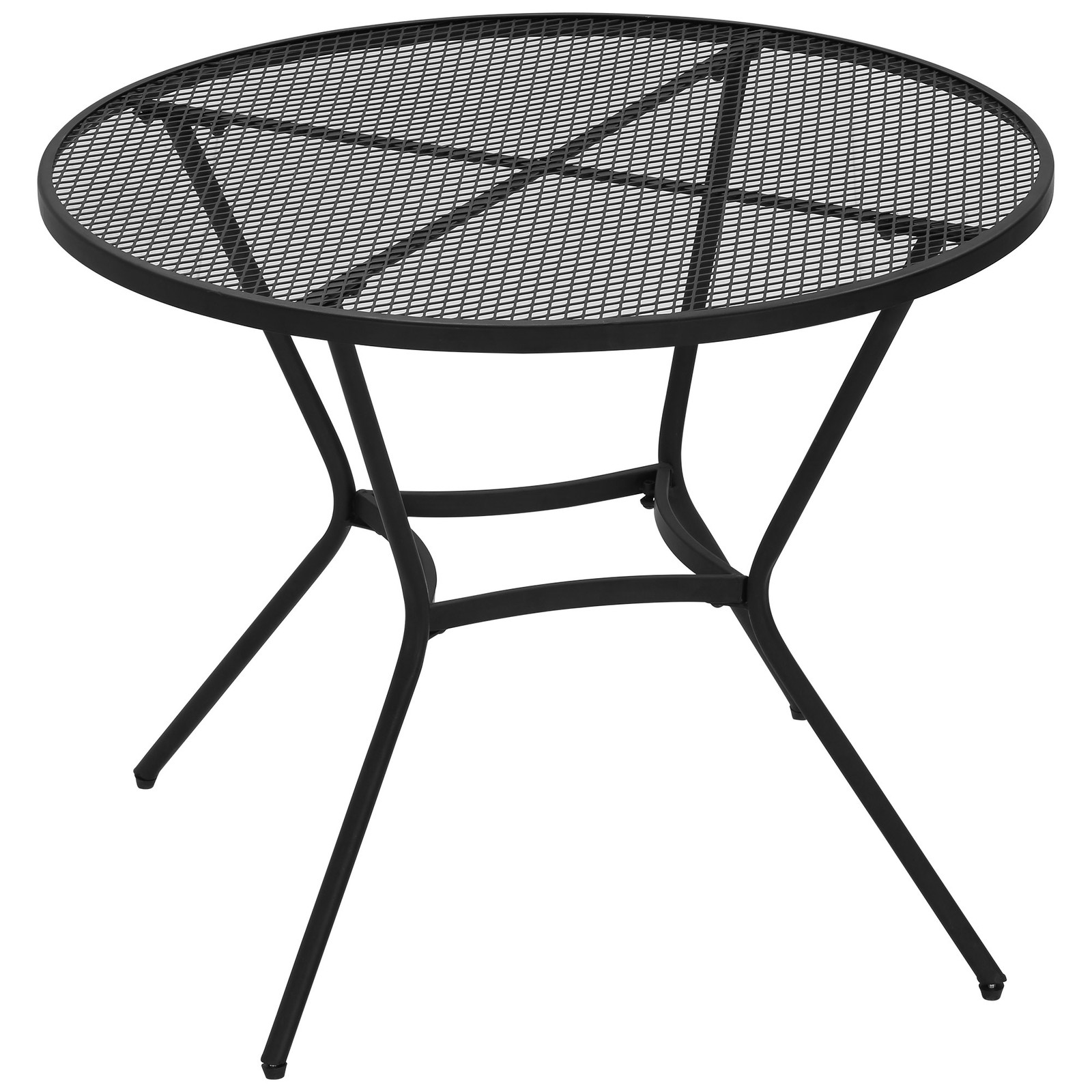 35" Round Outdoor Steel Dining Table w/ Wire Mesh Table Top