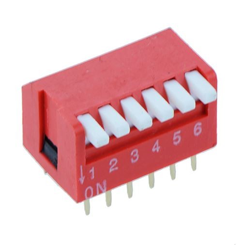 5x 6-Way Piano DIP DIL Red PCB Switch