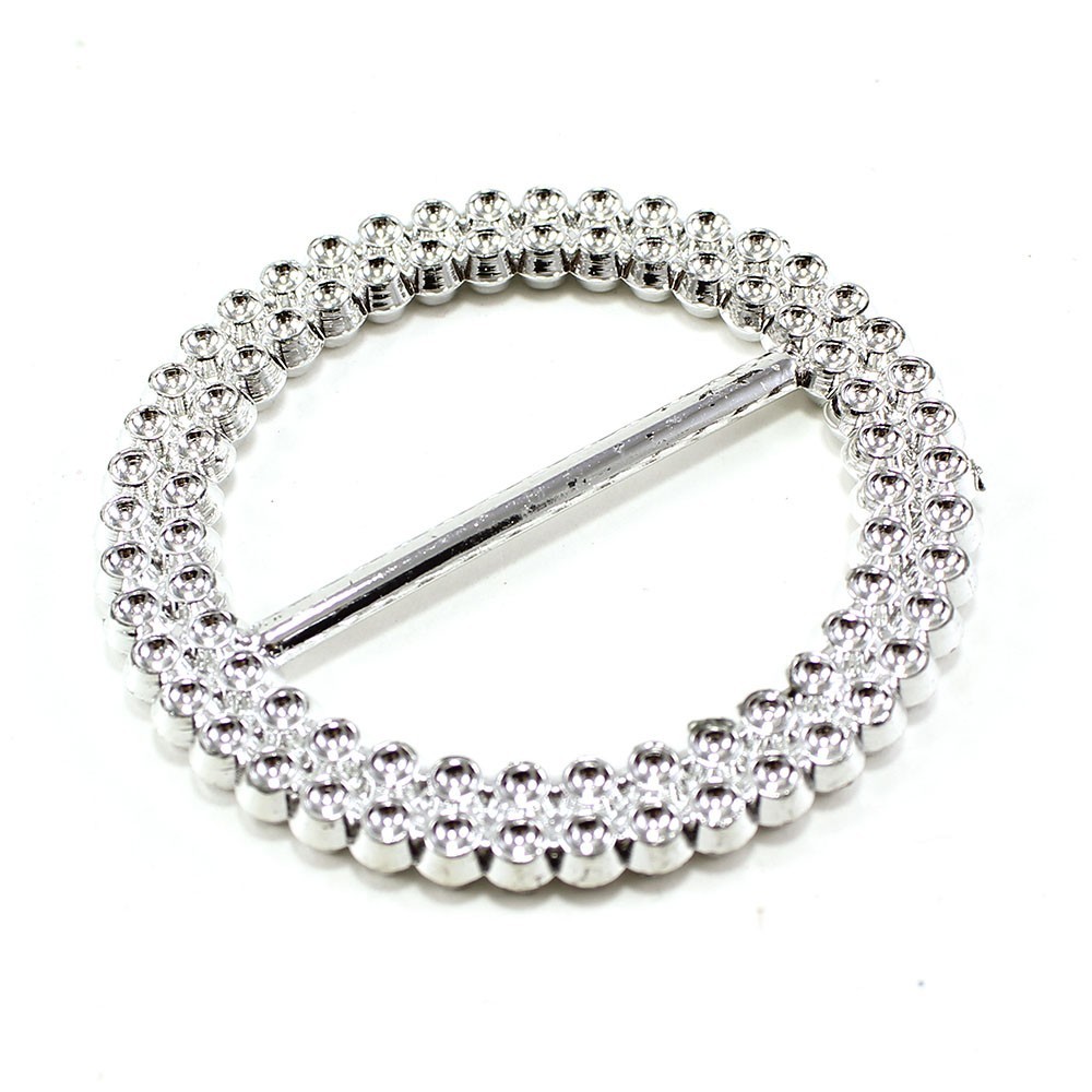 50MM SILVER LARGE ROUND INVITATION EMBELLISHMENT BUCKLES, ART 13-E