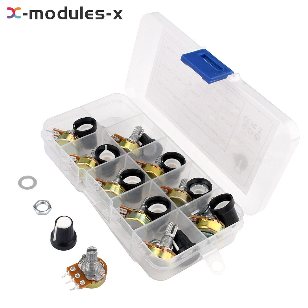 10PCS WH148 Potentiometer Switch With Knob 15MM B1K/10K/20K/50K/100K///1M Boxed
