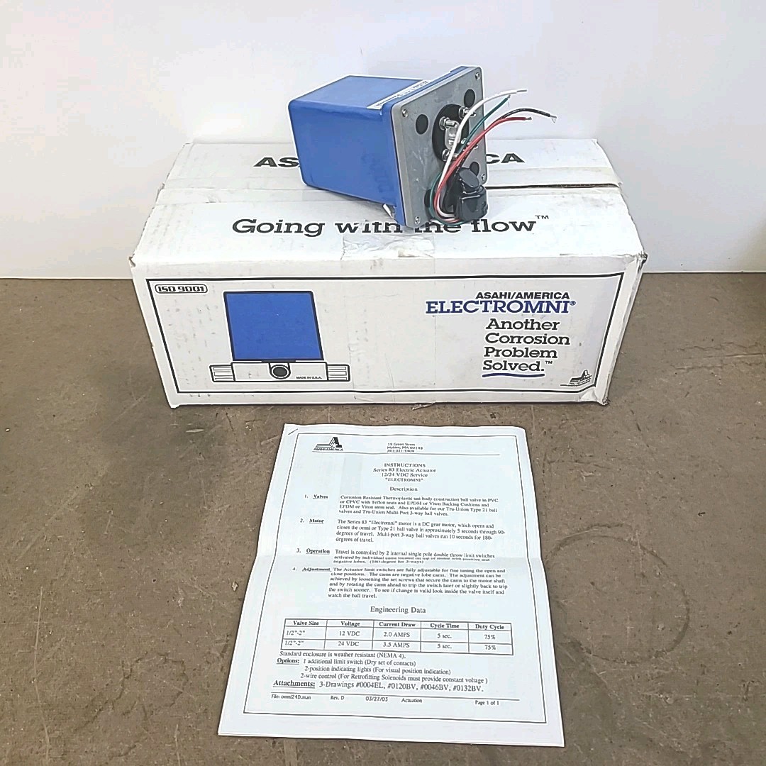 Asahi America A83WJ Actuator 24VDC  120In/Lbs Torque  5s Cycle Time