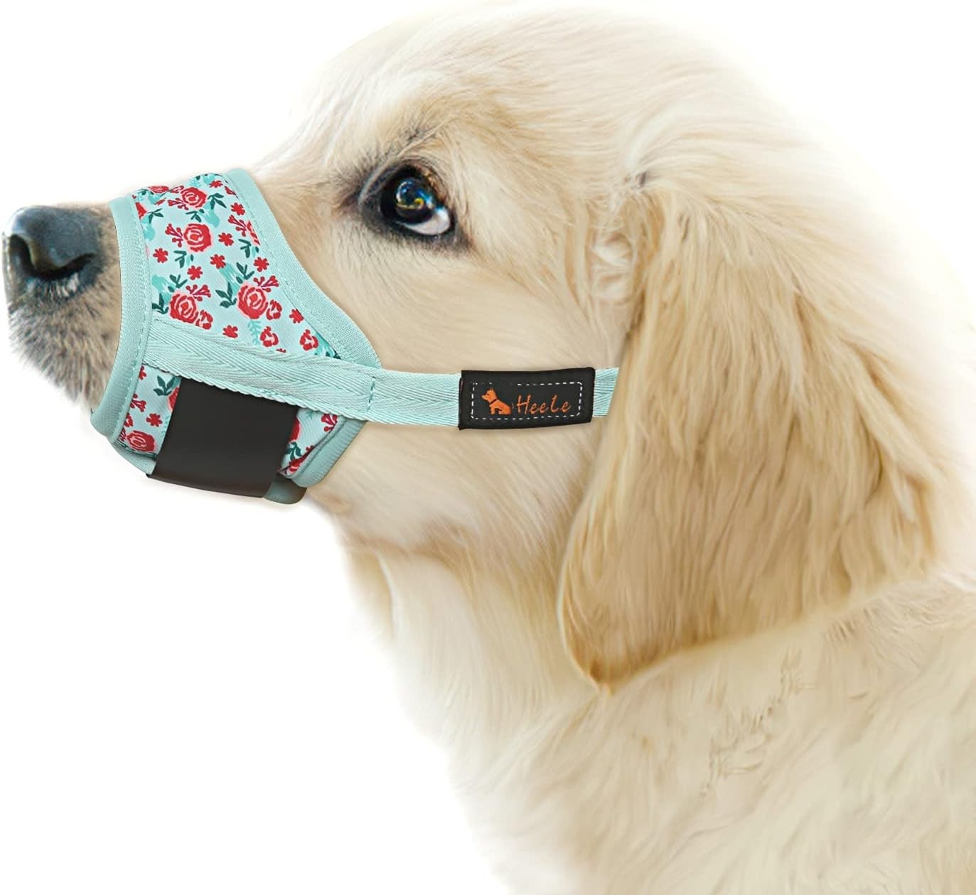 P-Cyan Flower Adjustable Dog Muzzle - Anti Biting, Breathable Mesh for Size M