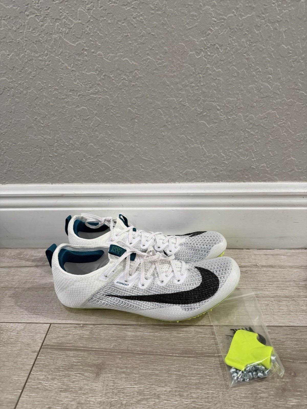 Men 7.5 New Nike Zoom Superfly Elite 2 Track Sprint Spikes White Bright Spruce