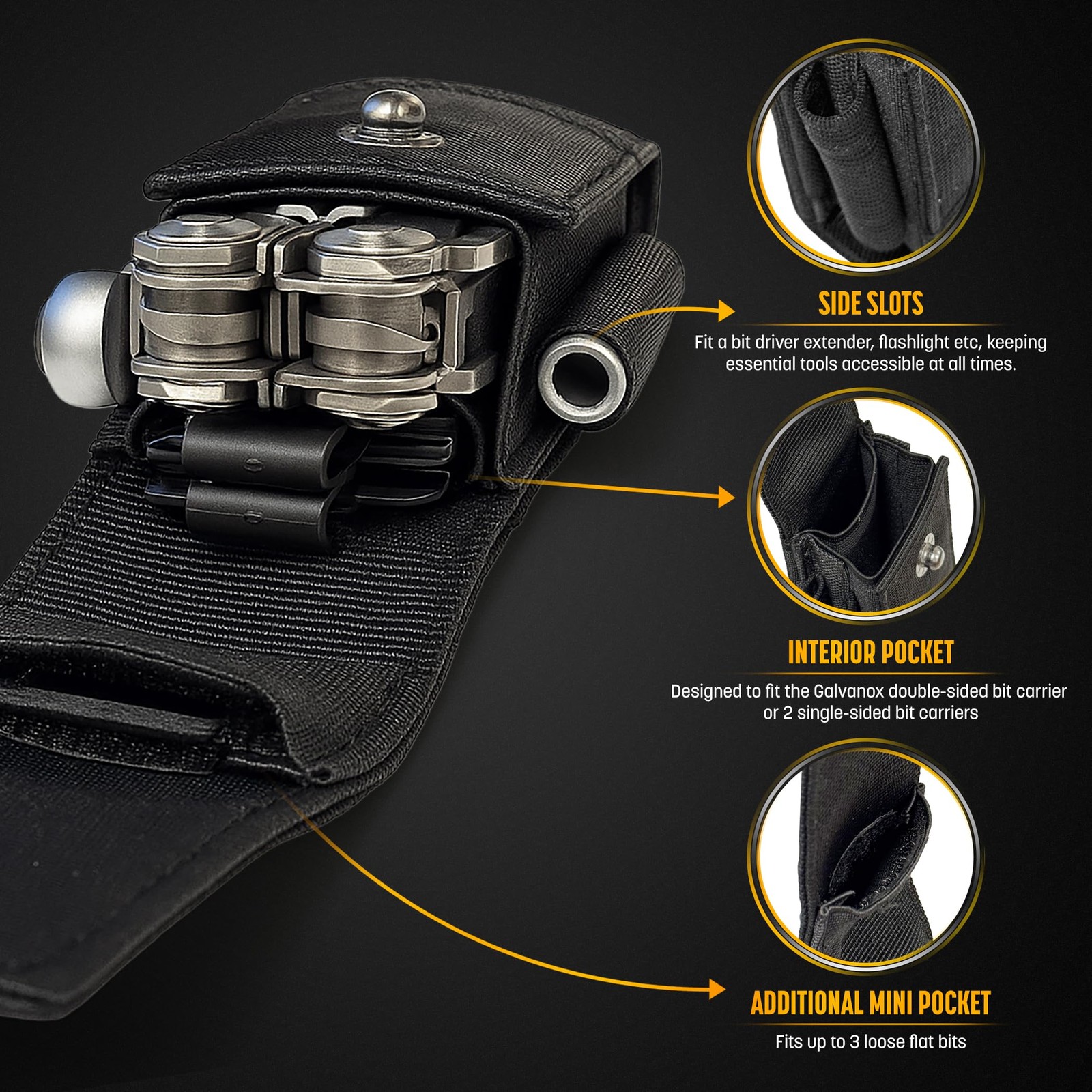 Nylon Sheath for MultiTools with 21 Flat End Screwdriver Bits and Holder Cas...