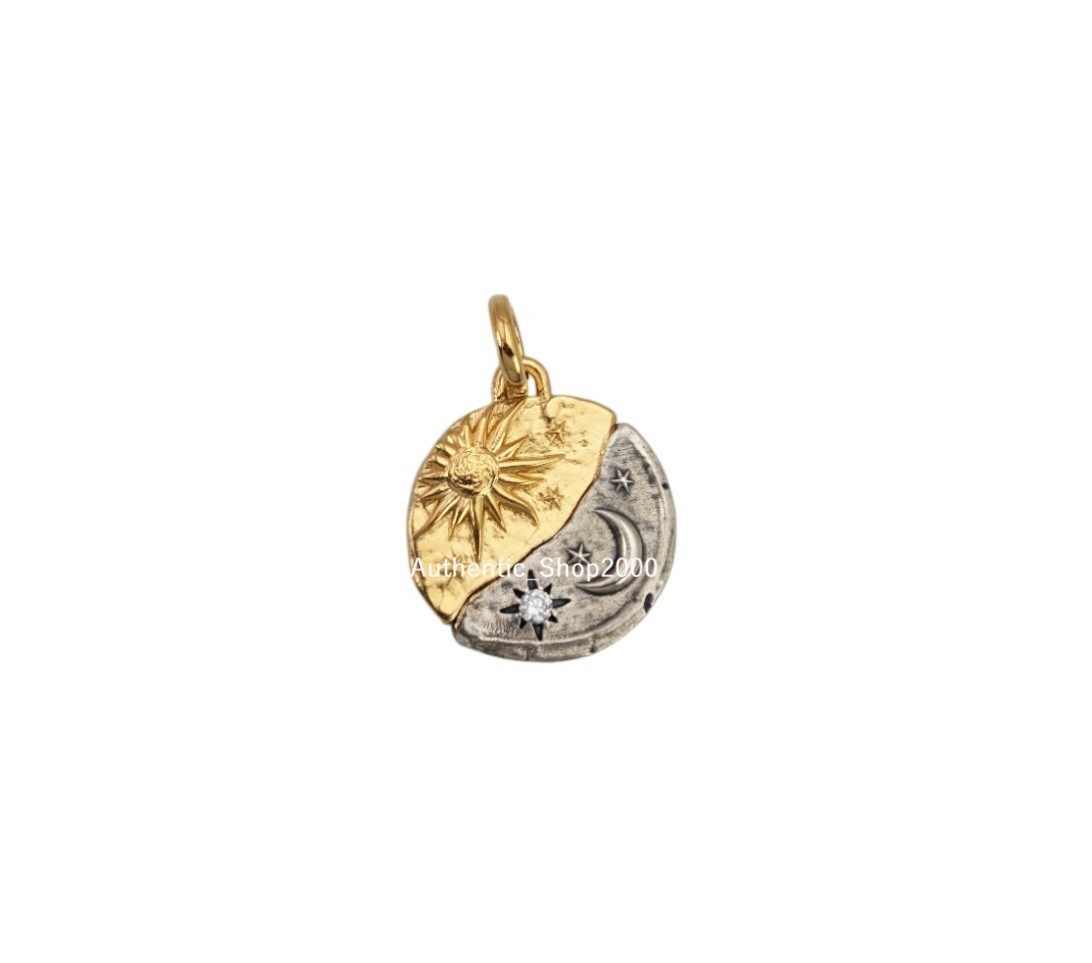 New 100% Authentic PANDORA 14k Gold 925 Sun & Moon Medallion Charm 763977C01