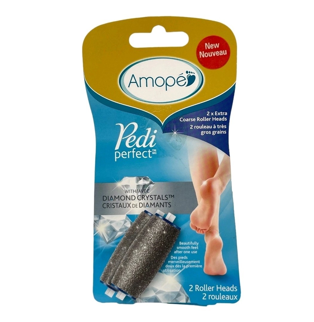 Pack 2 Amopé Pedi Perfect Electronic Roller Heads, with Diamond Crystals
