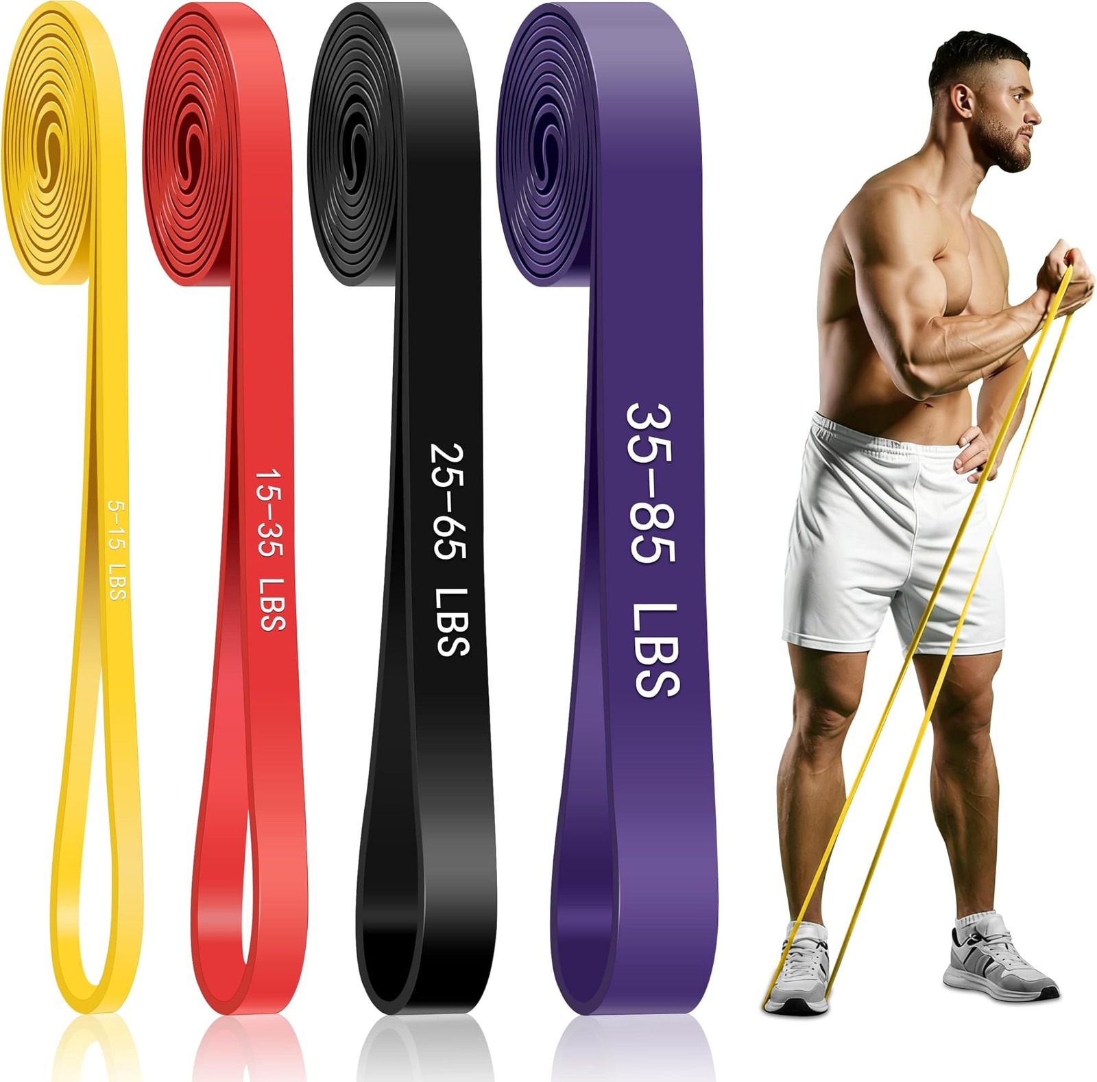 Resistance Bands for Working Out, 4-Level Pull Up Assistance Bands, Exercise ...