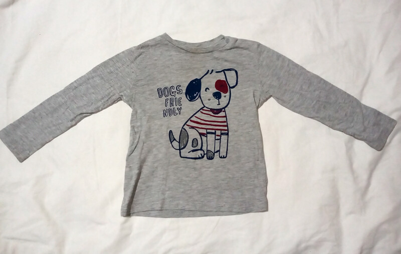 CHILDREN'S LONG SLEEVE GREY T-SHIRT 18-24 MONTHS 86cm dog jersey dogs friendly