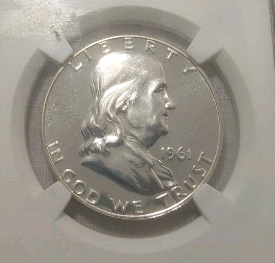 1961 Franklin Silver Half Dollar NGC PF67 Frosty Proof Cameo Not Marked