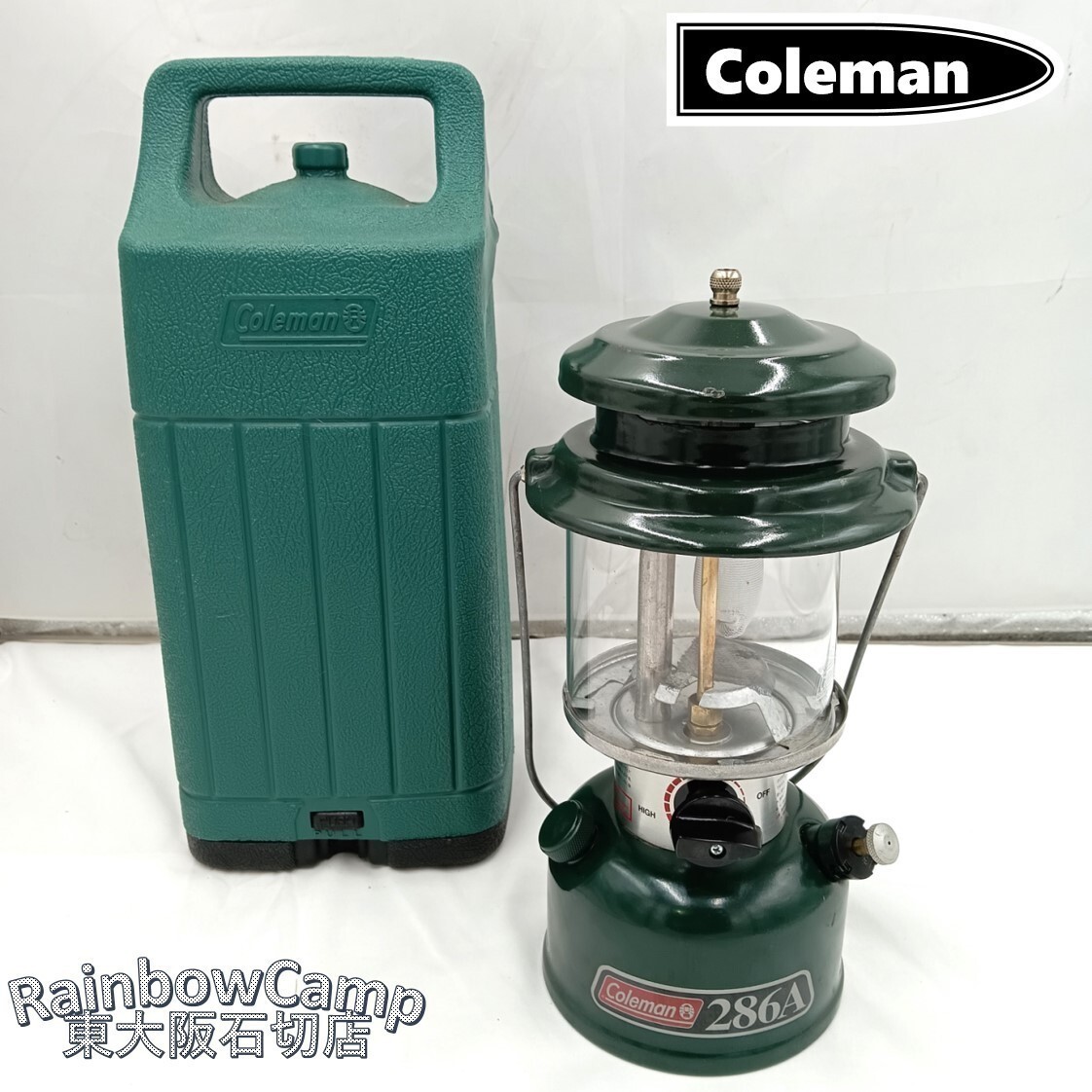 Coleman Gasoline Lantern One Mantle Green w/ Case Tasted Used From Japan
