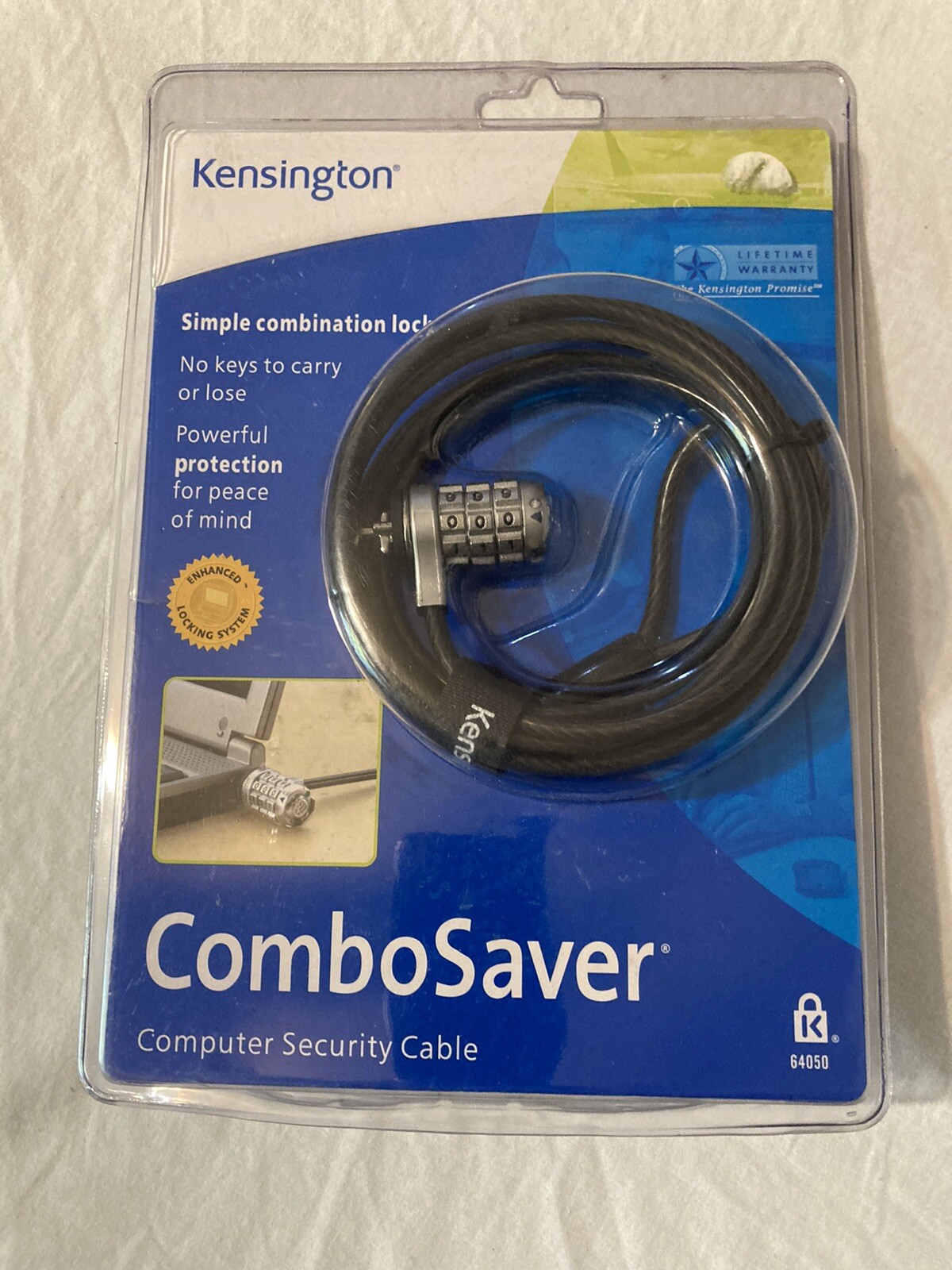 KENSINGTON 64050 Combo Saver Computer Security Cable for Notebook Laptop