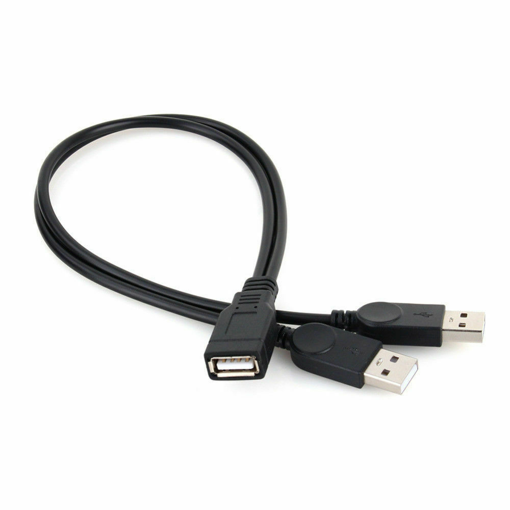 New USB 1 Female To 2 Male Y-Splitter Data Sync Charging Extension Cable Cord