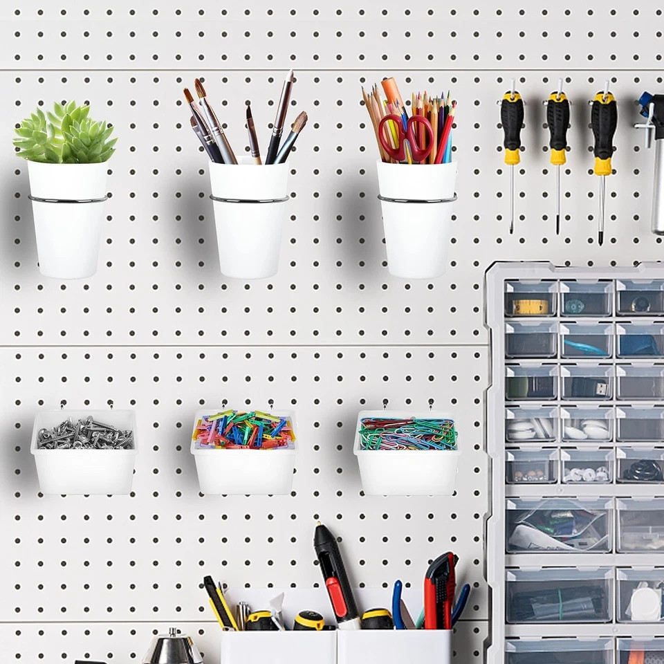 6 Sets Pegboard Bins Cups with Hooks Loops, Pegboard Hooks Assortment, Hooks ...