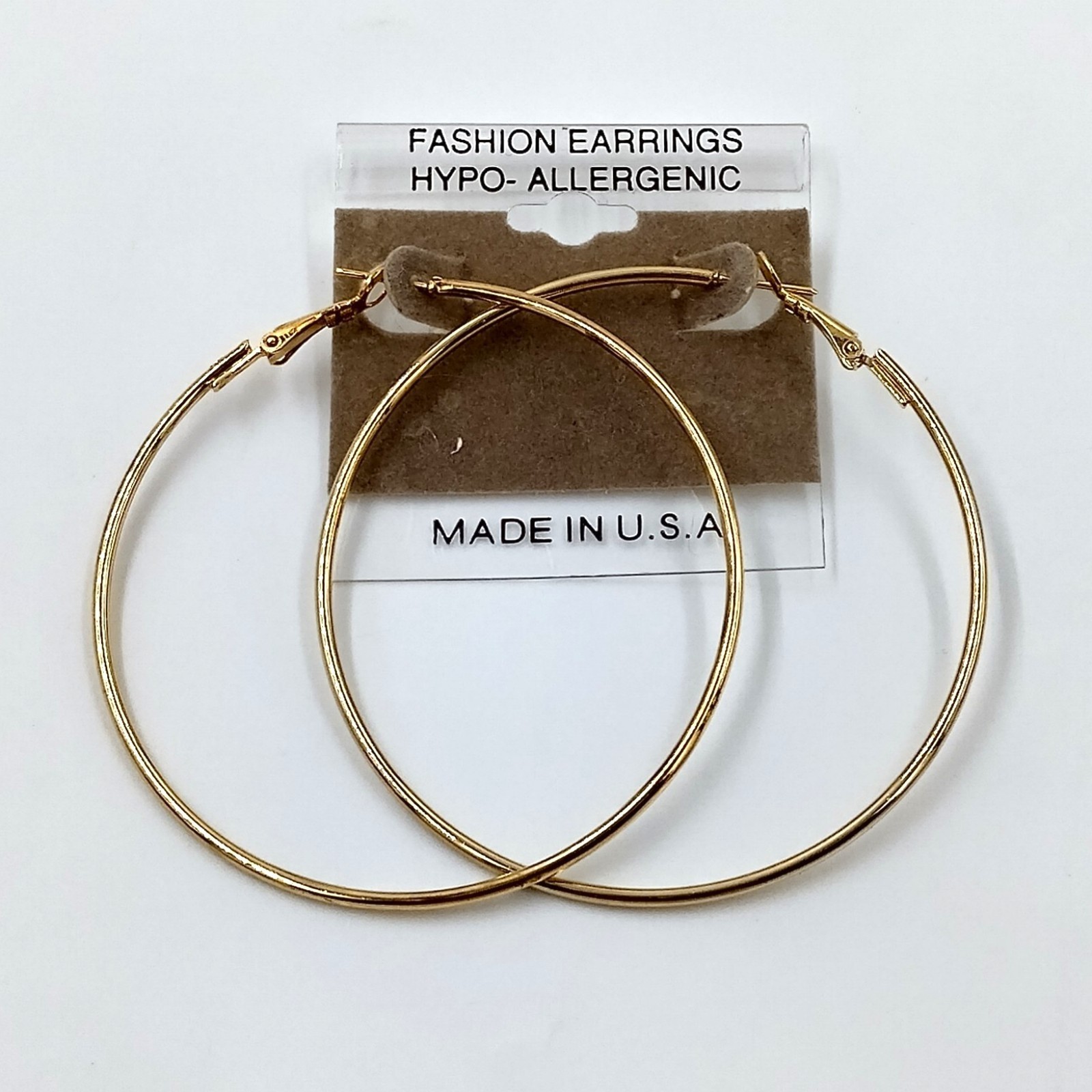 Vintage 90s Huge Hoop Earrings Large 2.5" Hypoallergenic Made in USA Round