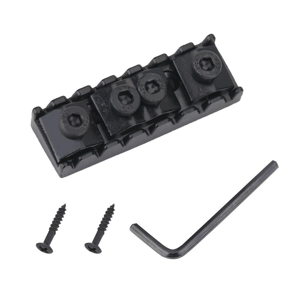 7 String Locking Nut, 48mm Electric Guitar Parts String Nut, Black Zinc Alloy, S