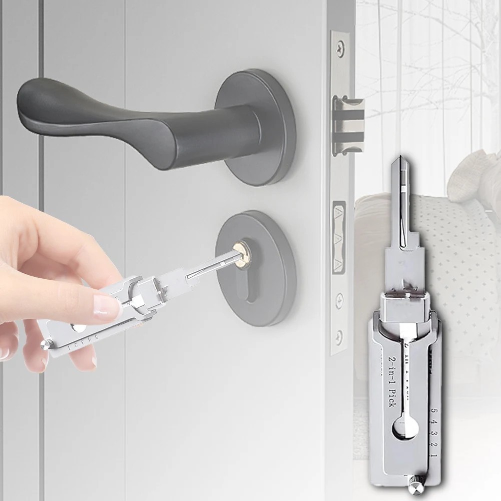 2-in-1 Stainless Steel Key Decoder Key Pick & Decoder Tool Precision Hook and Pi
