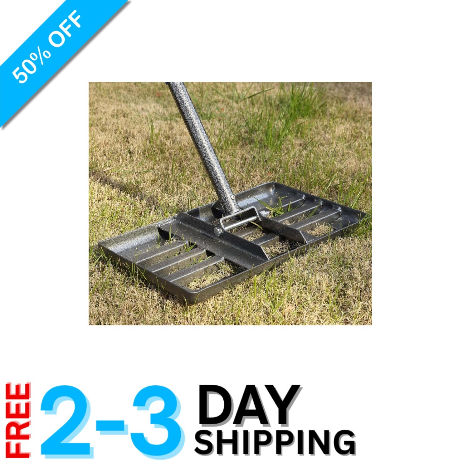 Effortless Lawn Leveling Rake – 72" Stainless Steel Handle with Rounded Edges