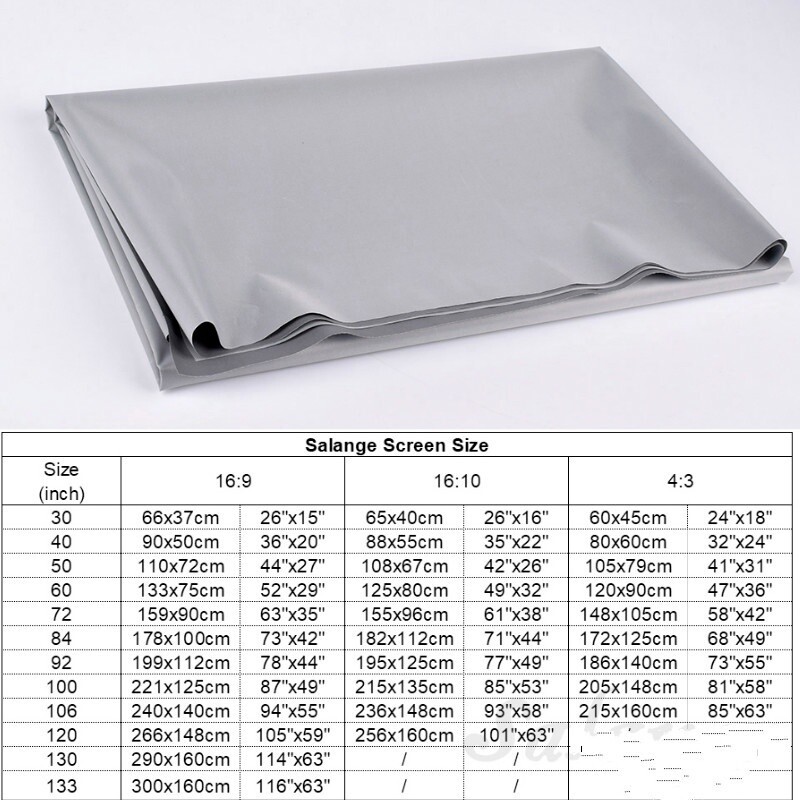 1xHigh Brightness Anti-Light Metal Projector Screen 4:3 16:9 3D HD Movies Screen