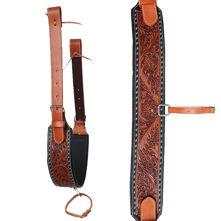 Horse Girth Saddle Cinch Genuine Leather Brown,Black With 30" Billets Free