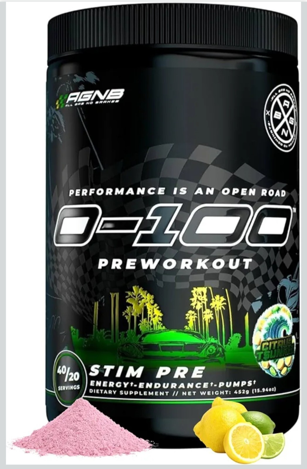 All Gas No Brakes 0-100 Pre-workout High Stim Energy With Caffiene 40/20 Serving