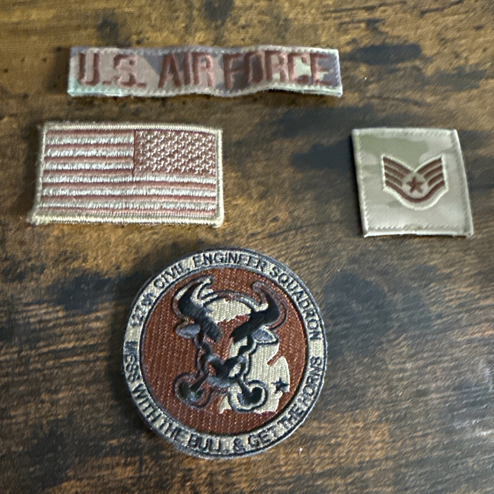 US Air Force Patch Lot-  127th CES Michigan Mess w/ Bull & Get Horns, US Flag