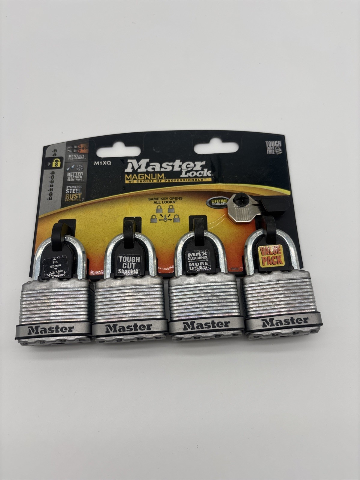 Master Lock M1XQ Magnum Heavy Duty Stainless Steel Padlock Keyed-Alike (4 PC)